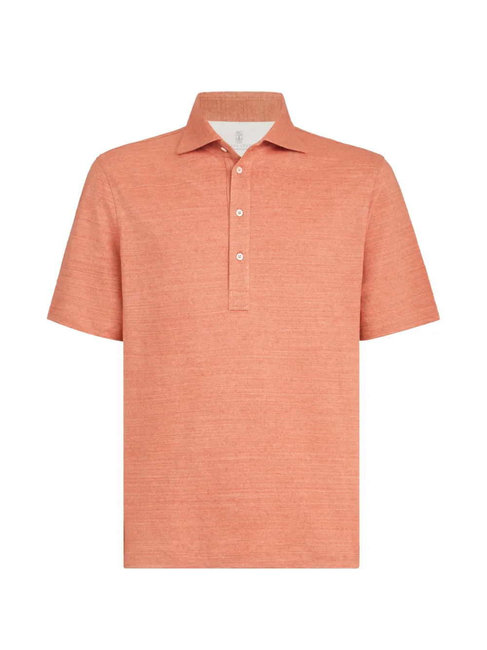 Brunello Cucinelli linen and cotton mélange jersey polo with shirt-style collar - Arancione