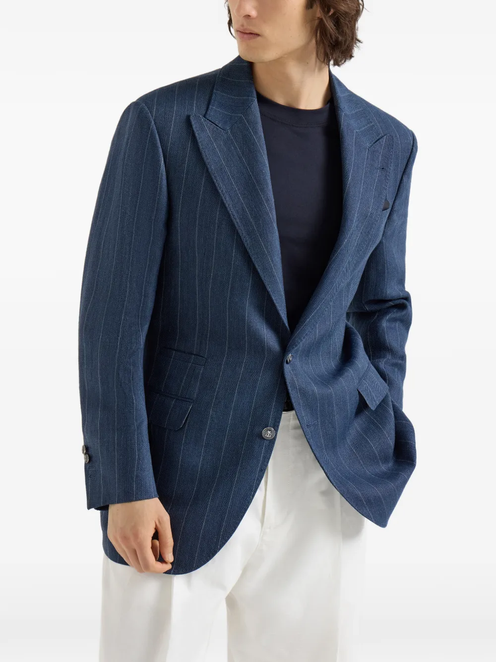Brunello Cucinelli Blazer met krijtstreep Blauw