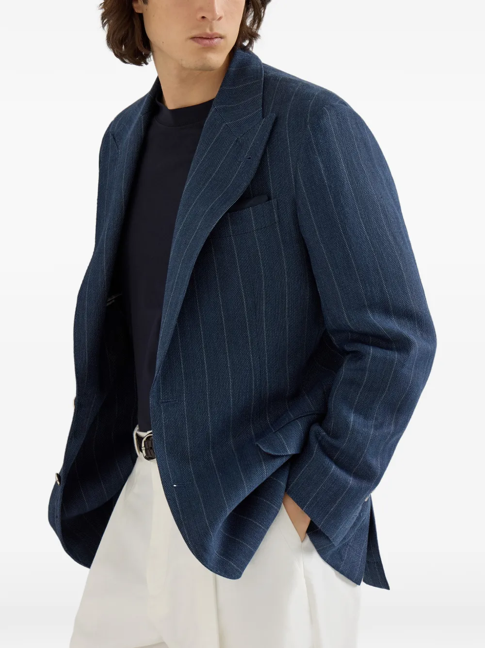 Brunello Cucinelli Blazer met krijtstreep Blauw