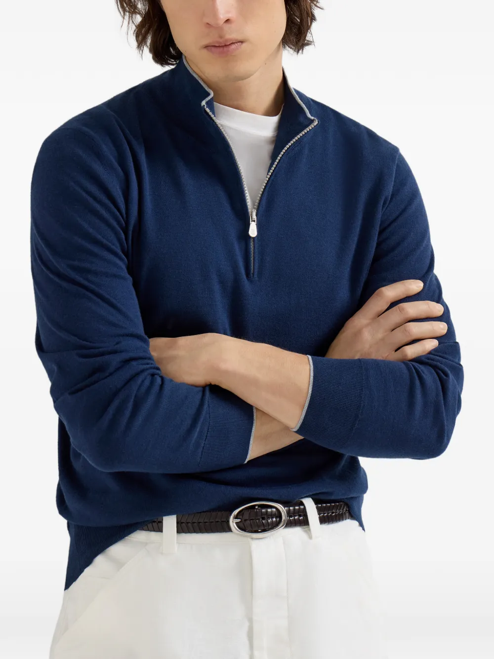  Brunello Cucinelli Half-zip Sweater - Blue 