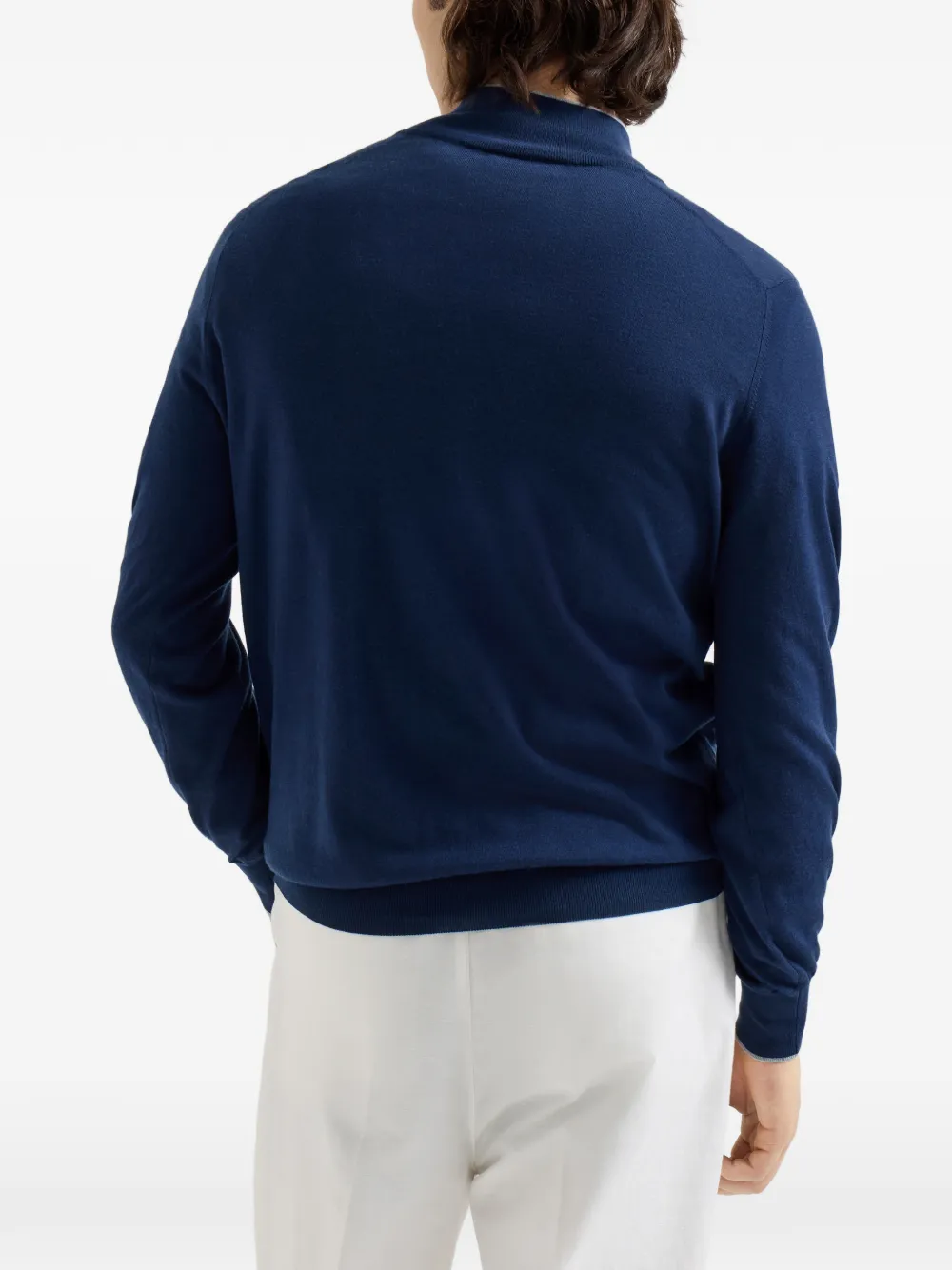 Brunello Cucinelli Trui met halve rits Blauw