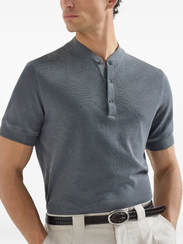 Brunello cucinelli トップス　ダークグレー Brunello Cucinelli Cotton Jersey Henley Top | Grey | FARFETCH MY
