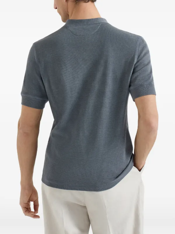 Brunello Cucinelli Cotton Jersey Henley Top | Grey | FARFETCH MY