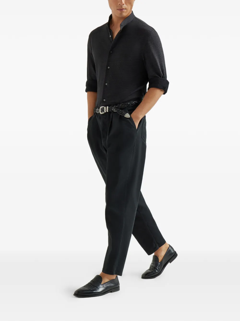  Brunello Cucinelli Double-pleats Five-pocket Trousers - Black 