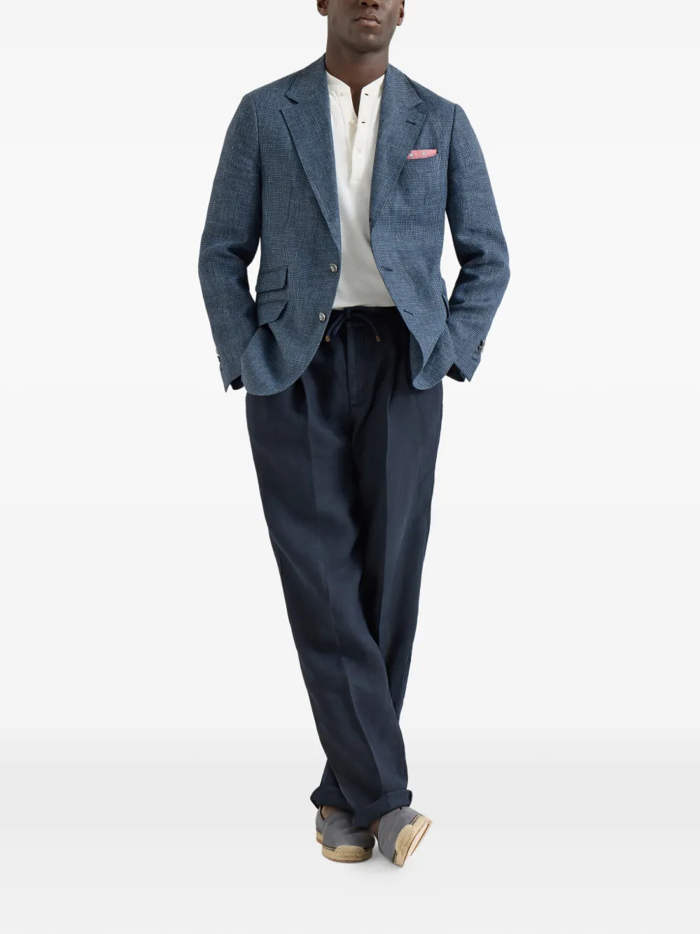 Brunello Cucinelli Espadrilles van bewerkt kalfsleer met afwerking Blauw