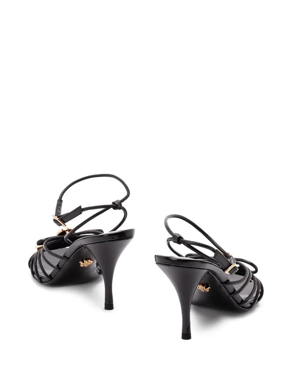 Versace 85 mm sandalen met Medusa-applicatie en hak Zwart