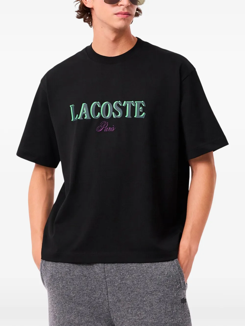 Lacoste logo T-shirt - Zwart
