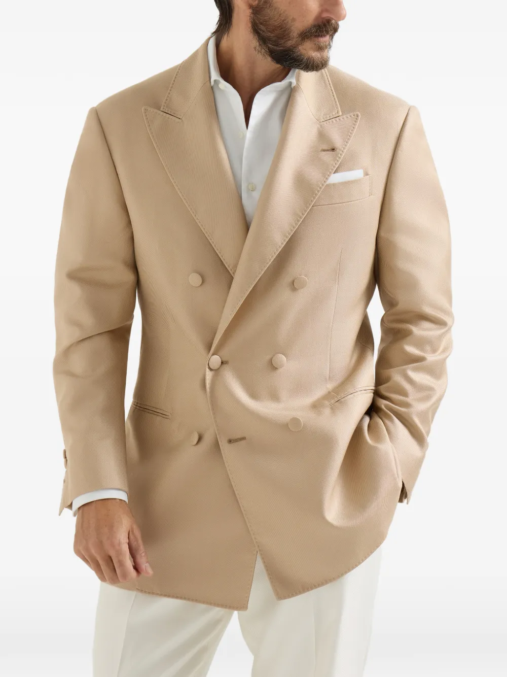  Brunello Cucinelli Peaked-lapels Double-breasted Blazer - Neutrals 