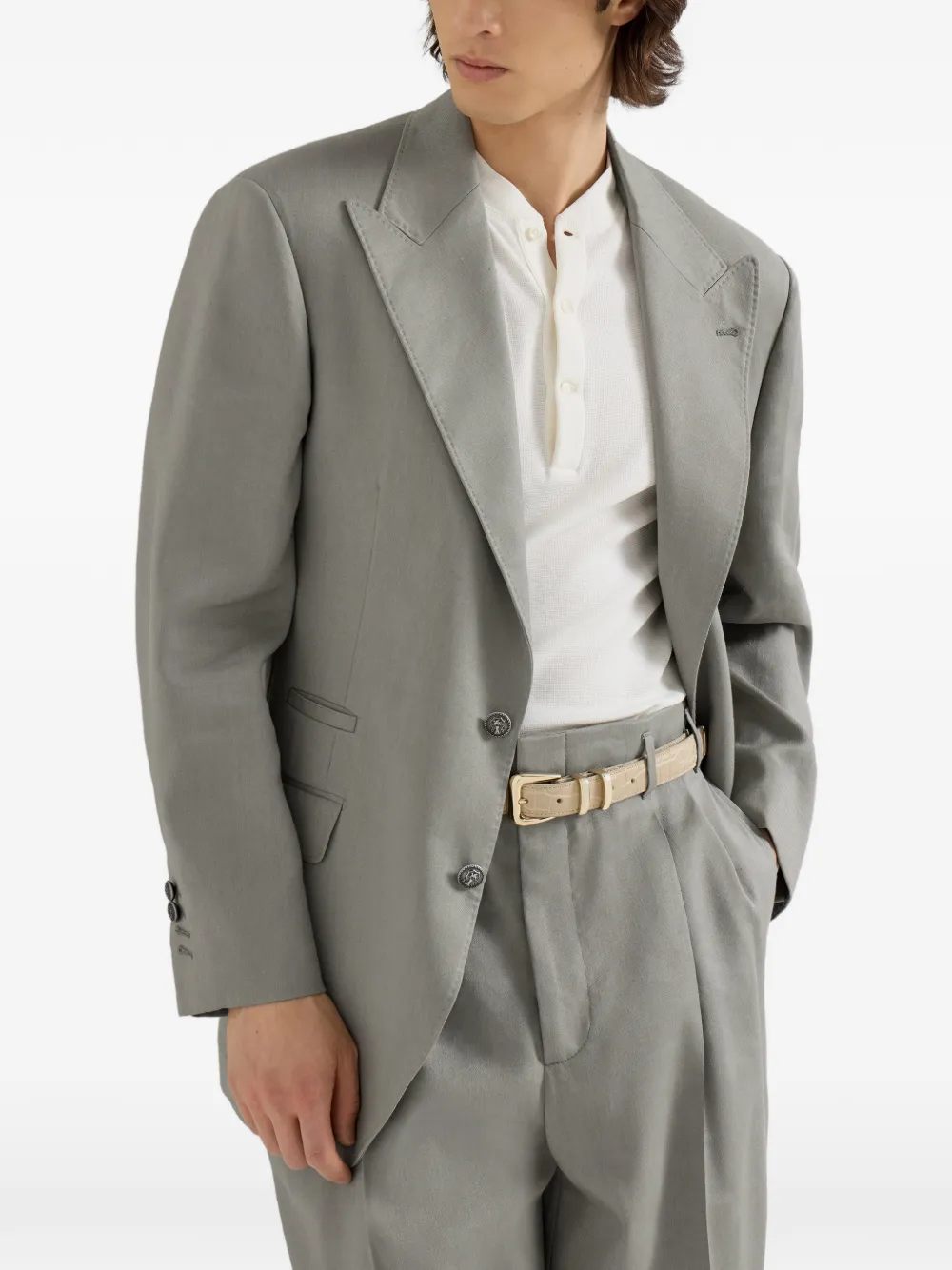 Brunello Cucinelli Blazer met puntige revers Groen