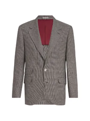 Brunello Cucinelli ハウンドトゥース リネンジャケット | ブラウン