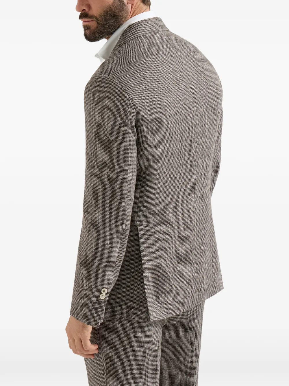 Brunello Cucinelli Blazer met pied-de-poule print Bruin