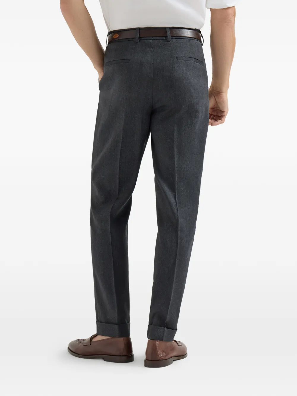 Brunello Cucinelli Plooibroek met chevron streep Grijs