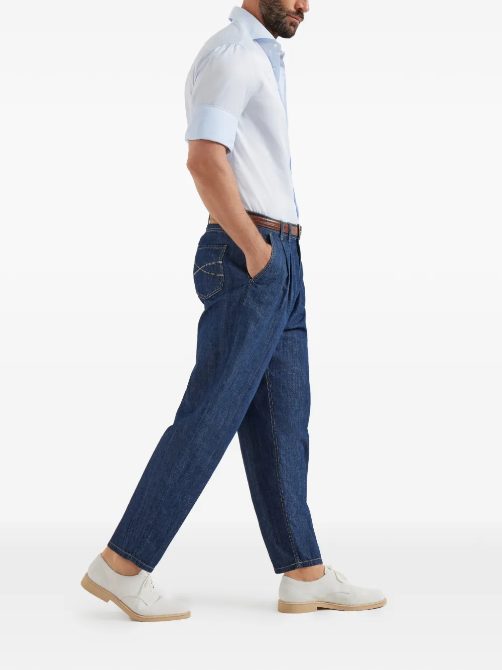  Brunello Cucinelli Double-pleats Five-pocket Trousers - Blue 