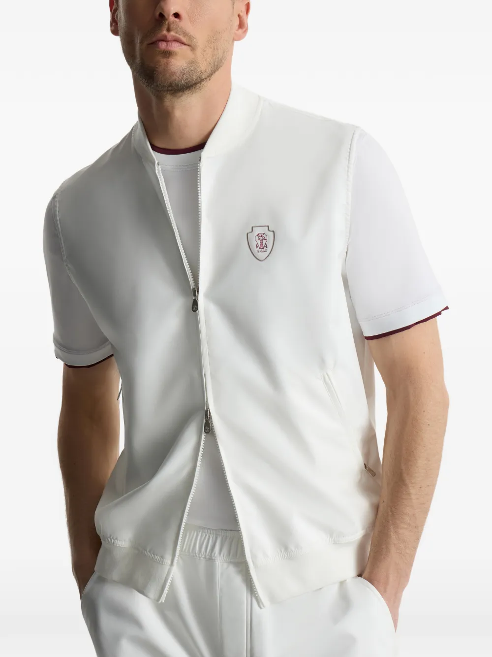 Brunello Cucinelli Nylon top met logo Wit
