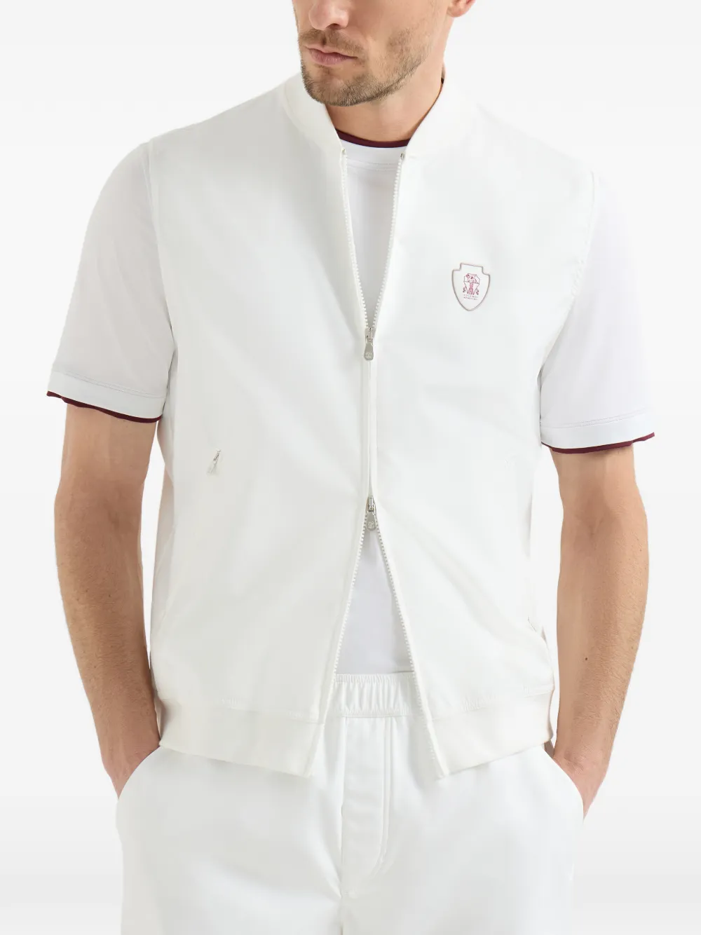Brunello Cucinelli Nylon top met logo Wit