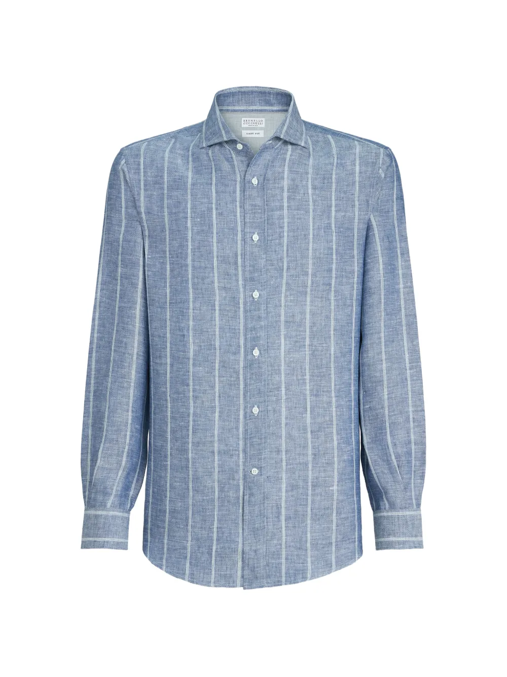 Brunello Cucinelli striped spread-collar shirt - Blu