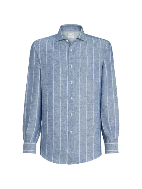 Brunello Cucinelli striped spread-collar shirt