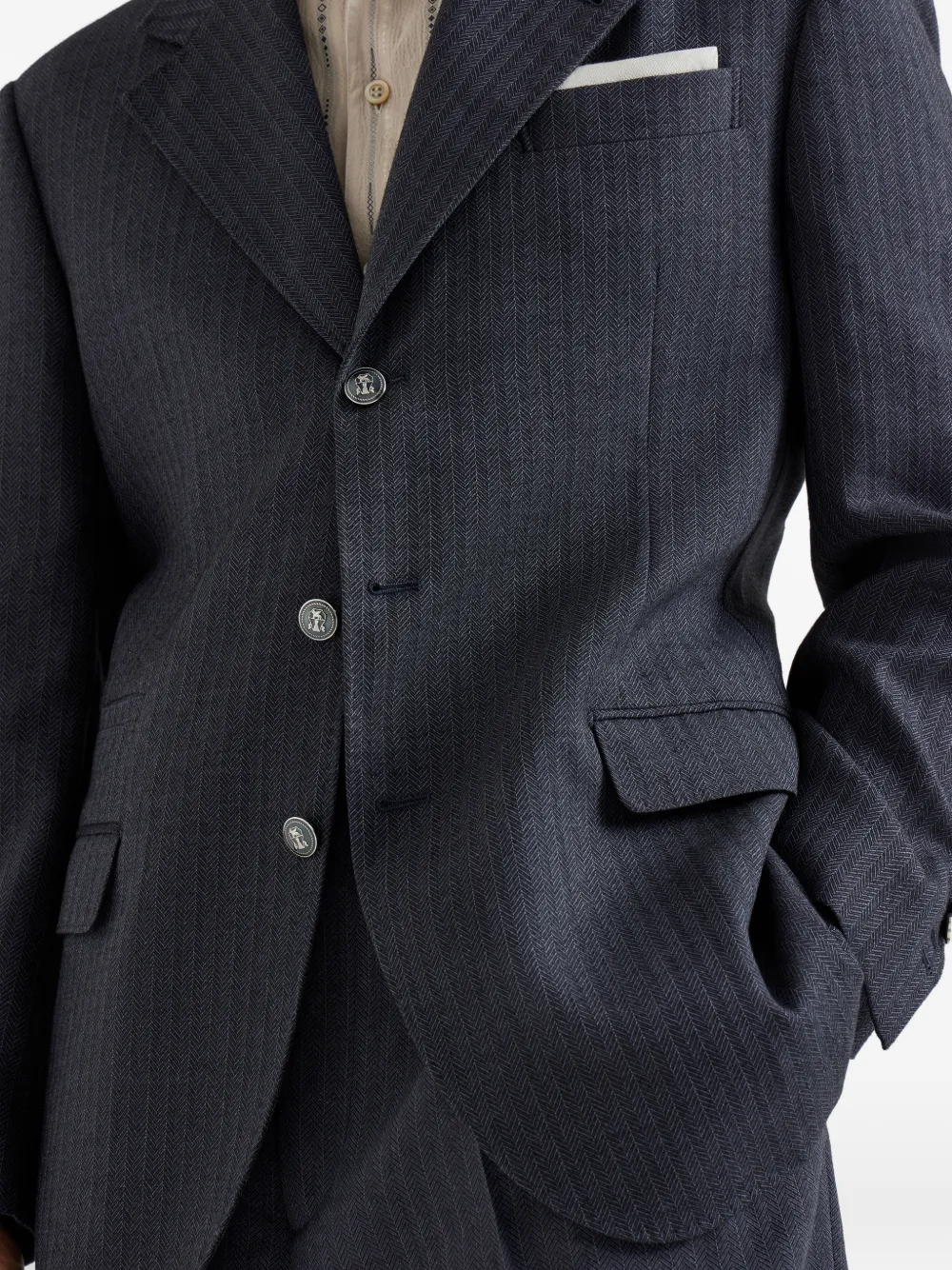 Brunello Cucinelli Blazer met lange mouwen Blauw