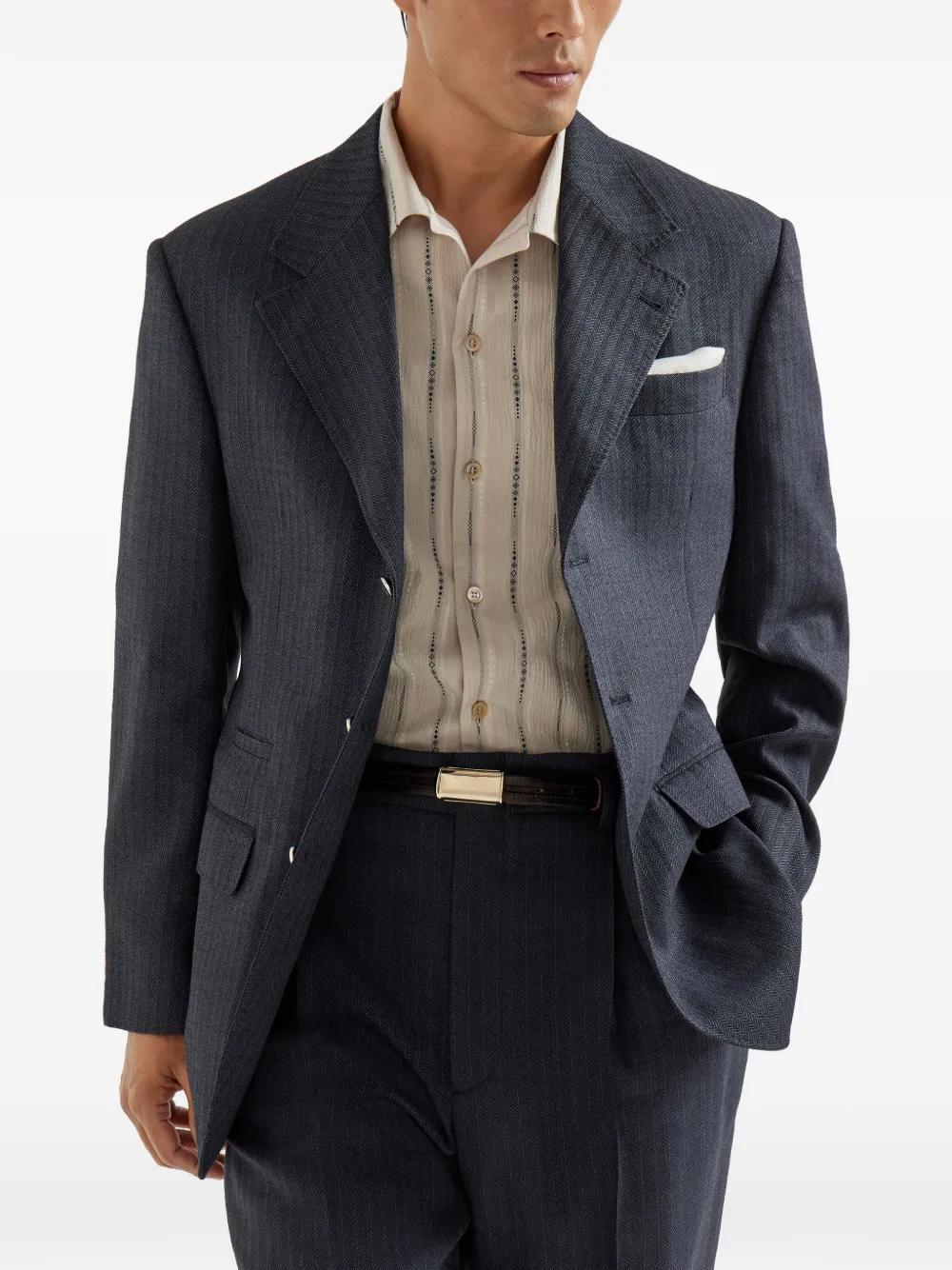  Brunello Cucinelli Long-sleeves Blazer - Blue 