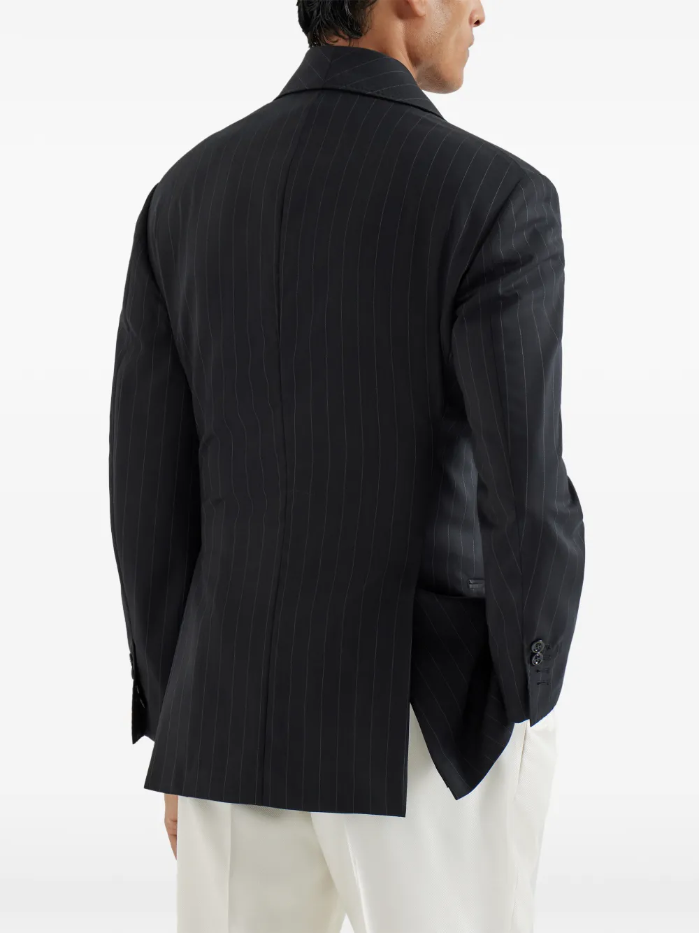 Brunello Cucinelli Blazer met sjaalrevers en krijtstreep Zwart