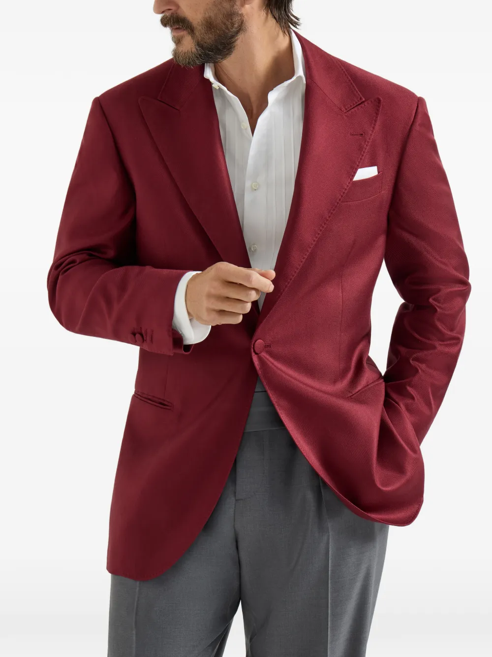 Brunello Cucinelli Blazer met puntige revers Rood