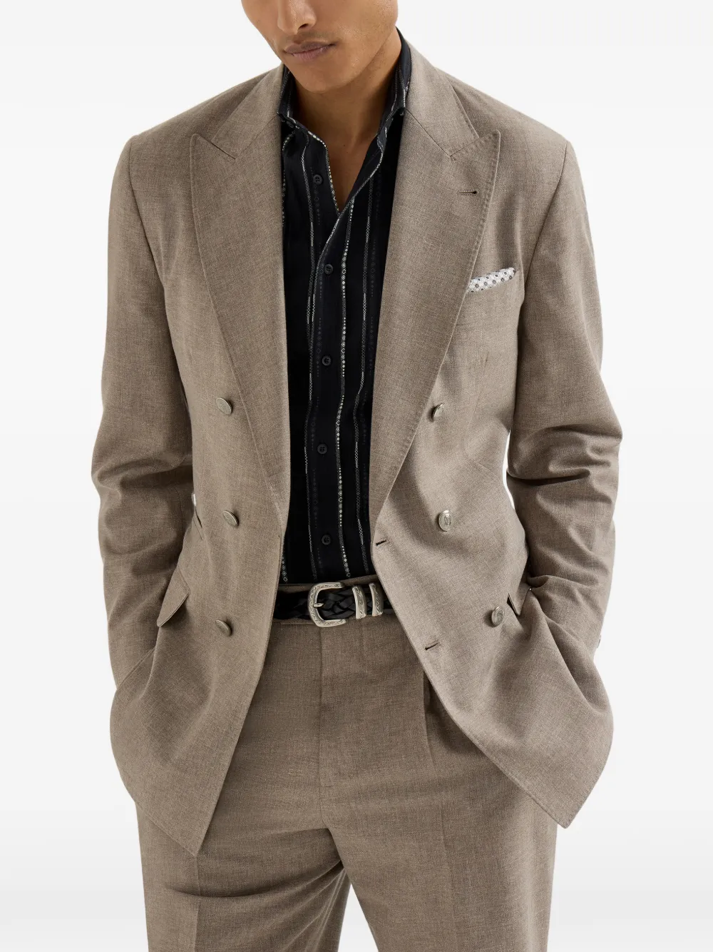 Brunello Cucinelli Blazer met dubbele rij knopen Bruin