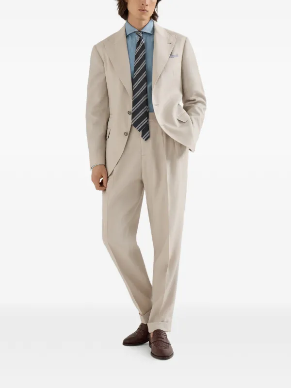 Brunello Cucinelli ダブルタックパンツ | ニュートラル | FARFETCH JP