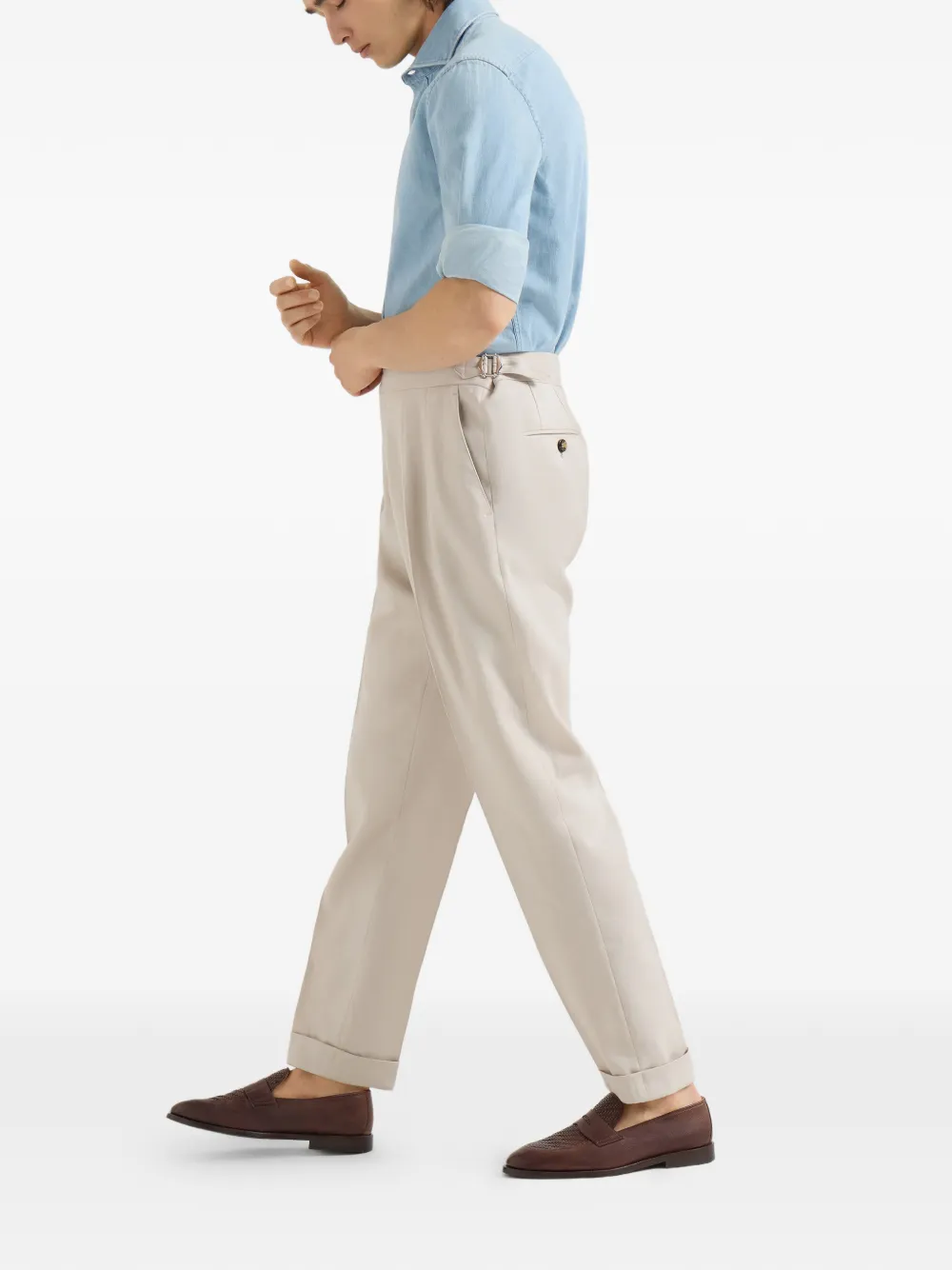Brunello Cucinelli Broek met dubbele plooi Beige