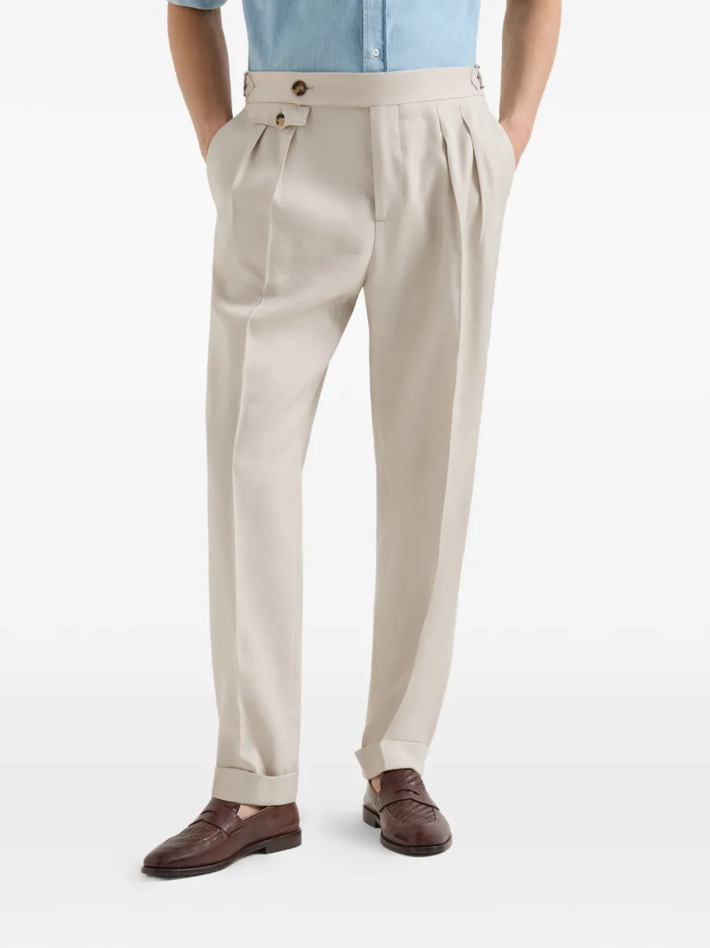 Brunello Cucinelli Broek met dubbele plooi Beige