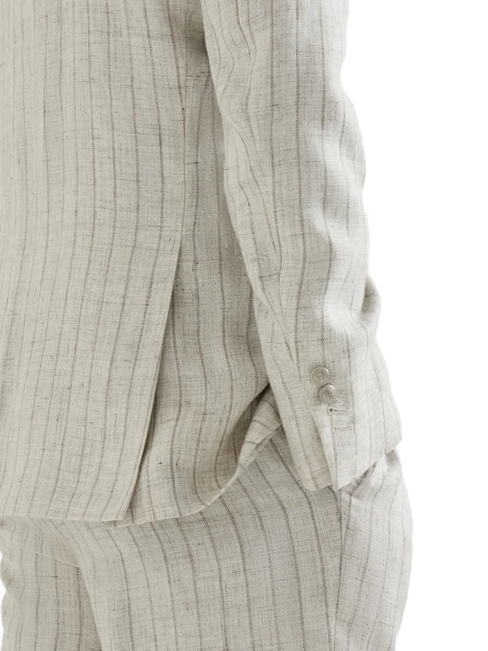 Brunello Cucinelli Gestreepte blazer met metalen knopen Beige
