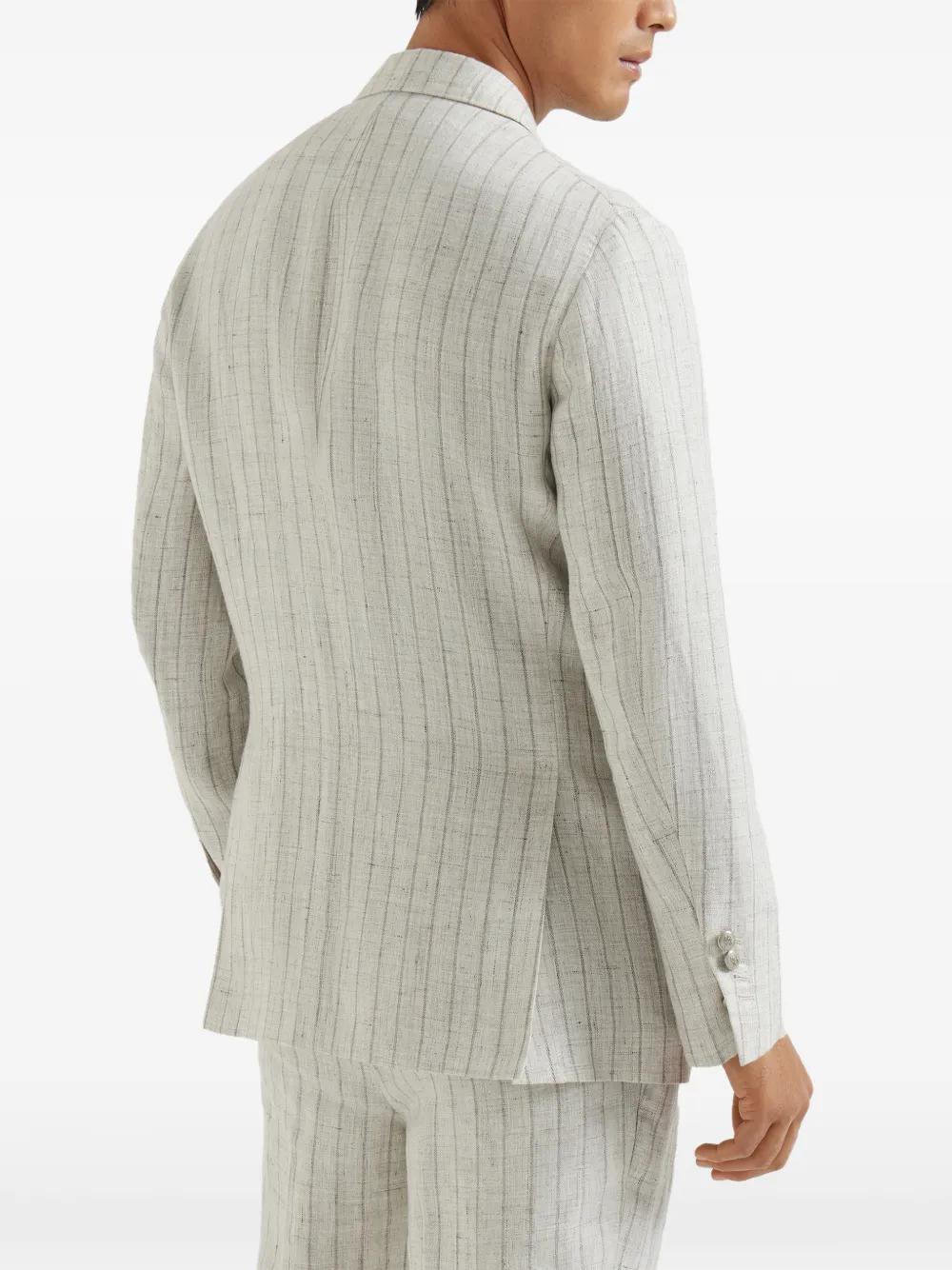 Brunello Cucinelli Gestreepte blazer met metalen knopen Beige