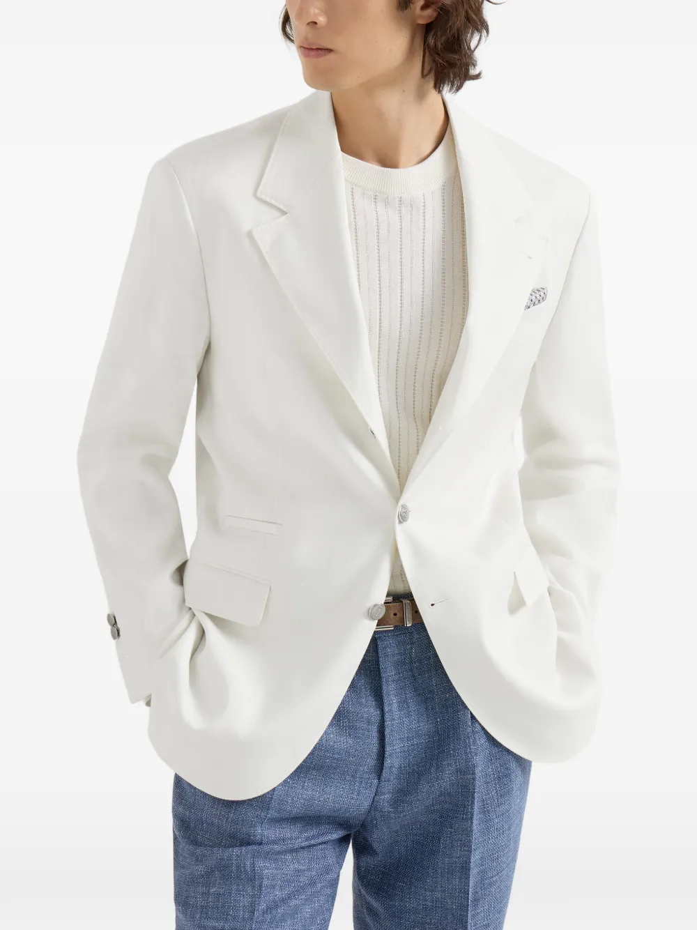 Brunello Cucinelli Blazer met enkele rij knopen Wit