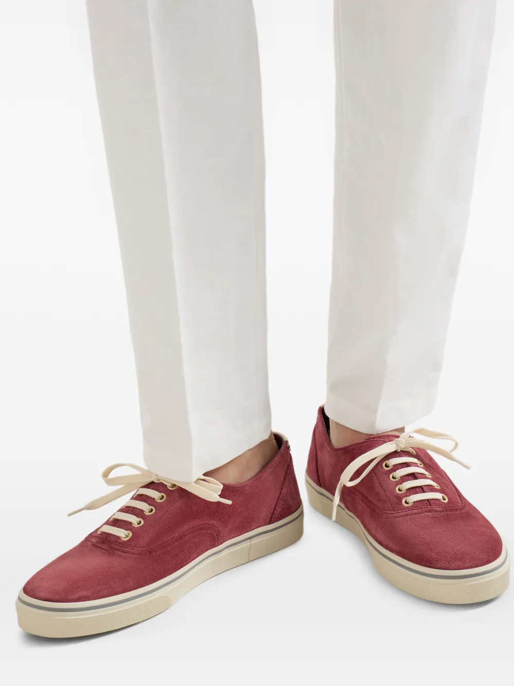 Brunello Cucinelli Omgekeerde sneakers van kalfsleer Rood