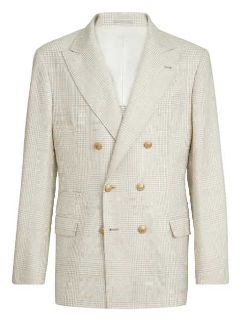 Brunello Cucinelli prince of wales-pattern double-breasted blazer