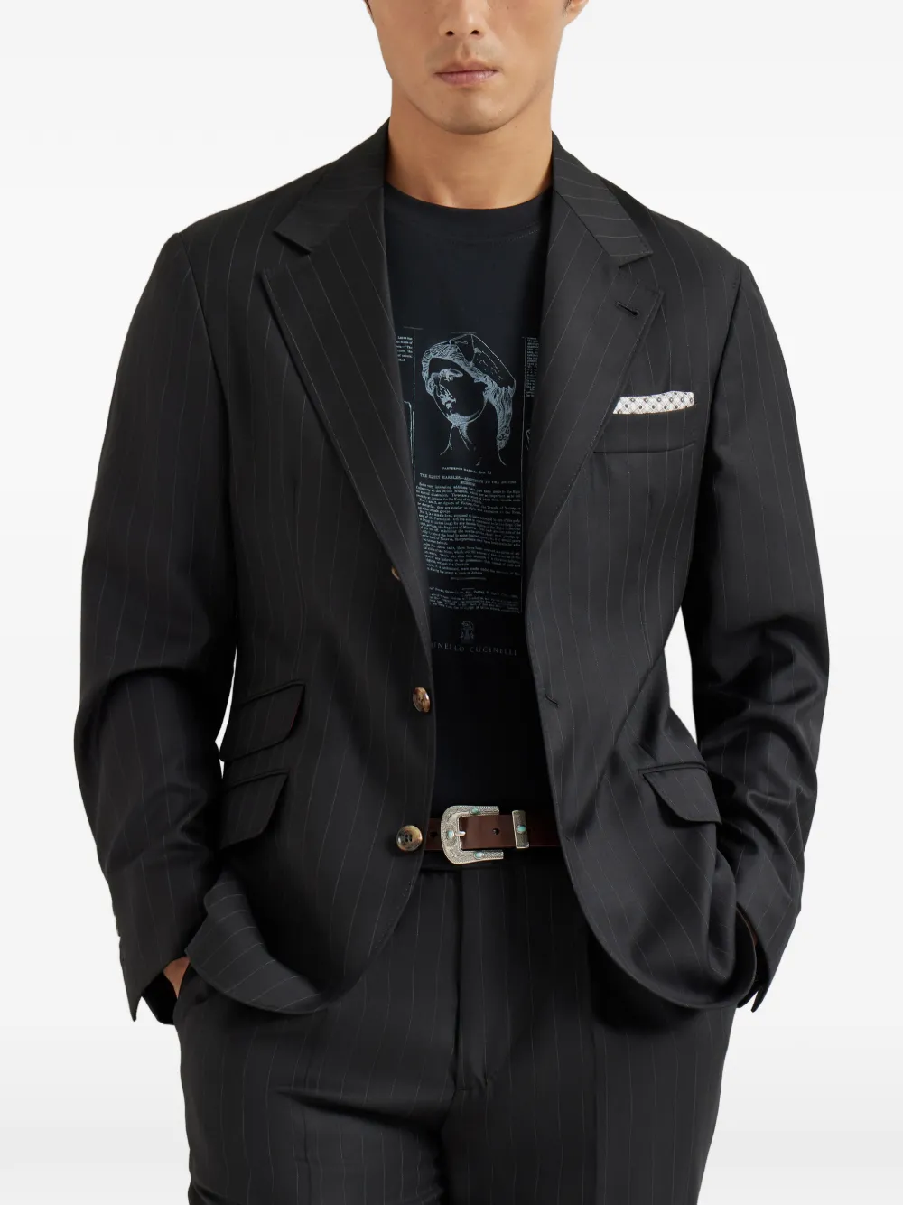 Brunello Cucinelli Gestreepte blazer Zwart