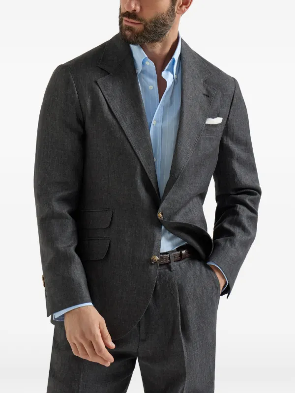 Brunello Cucinelli Délave Linen Blazer | Grey | FARFETCH RO