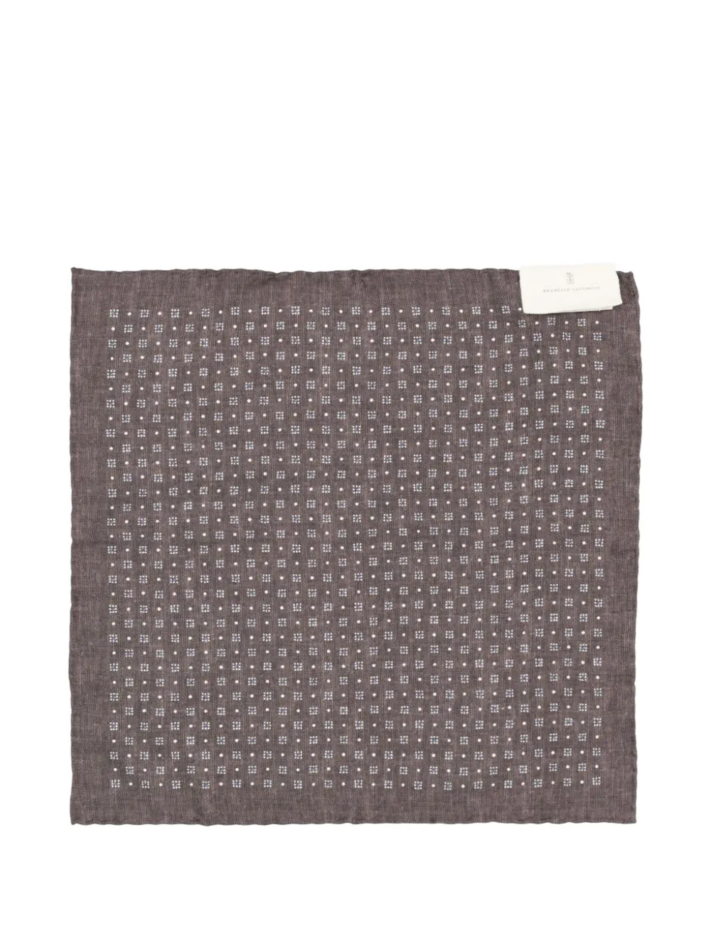 Brunello Cucinelli Silk Patterned Pocket Square in Brown, view 2