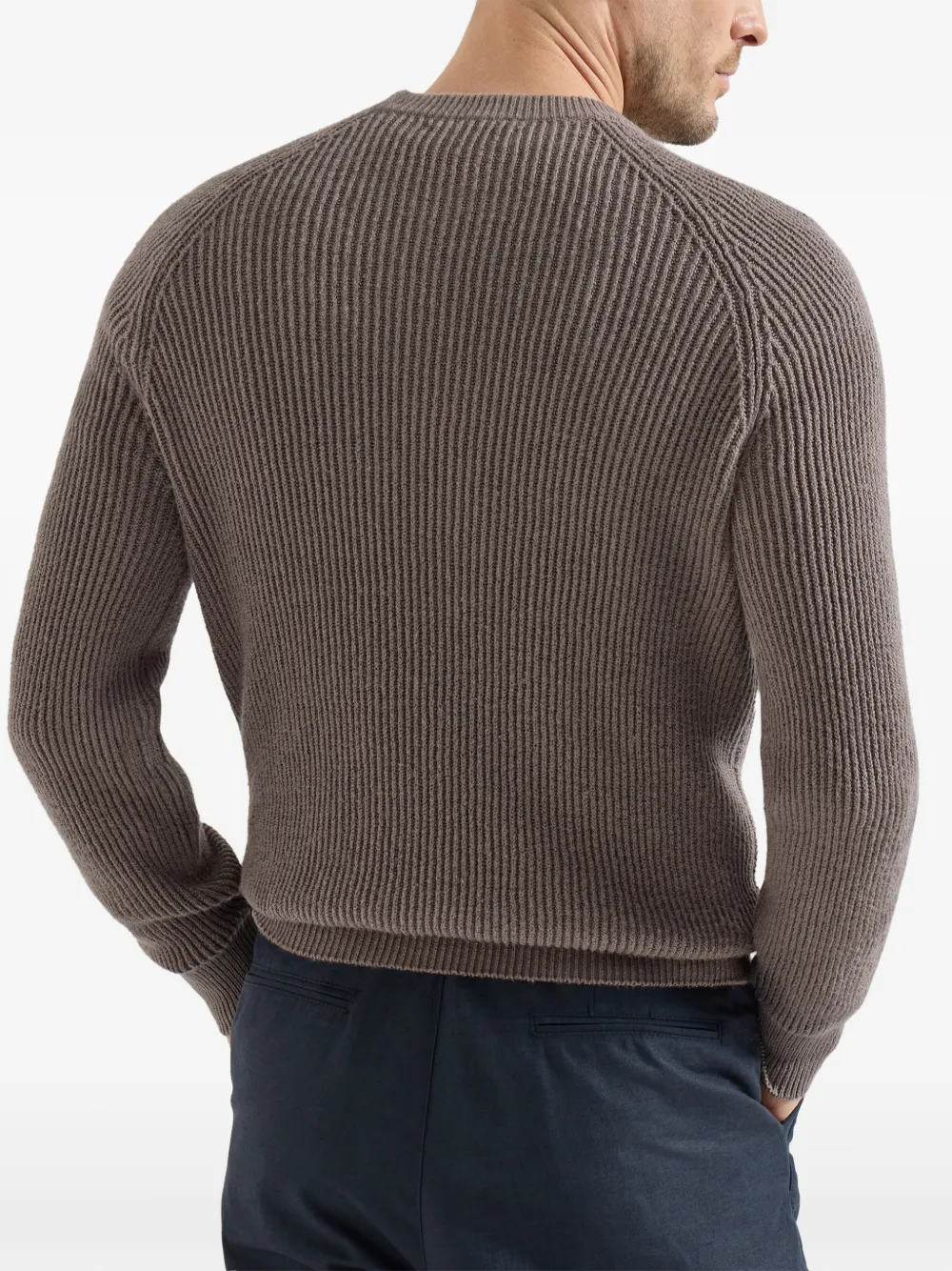 Brunello Cucinelli Geribbelde sweater met ronde hals Paars