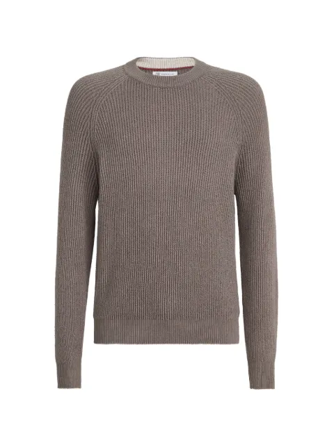 Brunello Cucinelli malfilé cotton English rib sweater with raglan sleeves