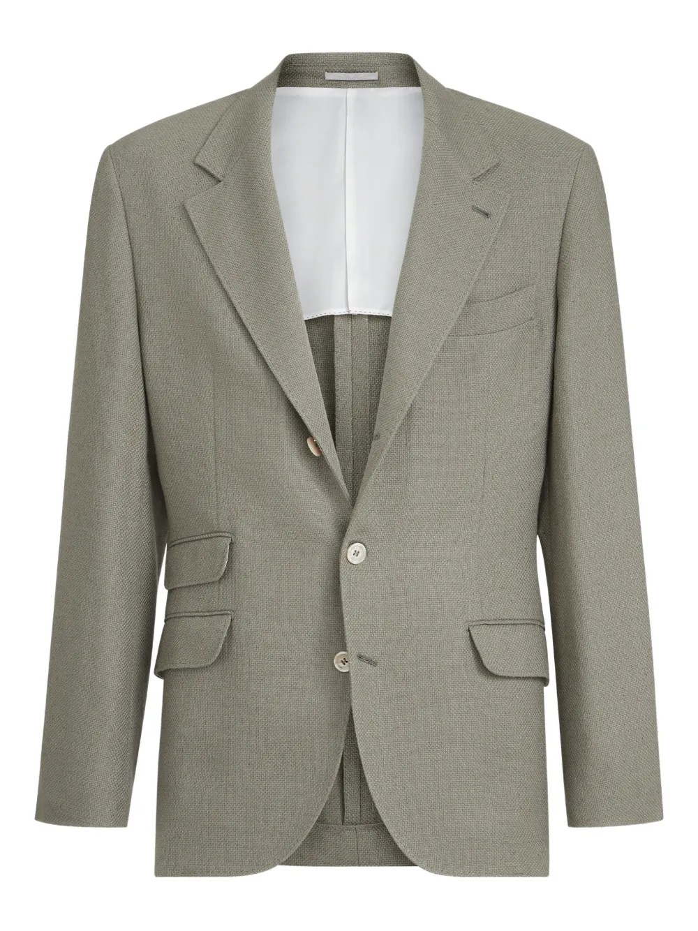 Brunello Cucinelli hopsack single-breasted blazer | Green | Image 1