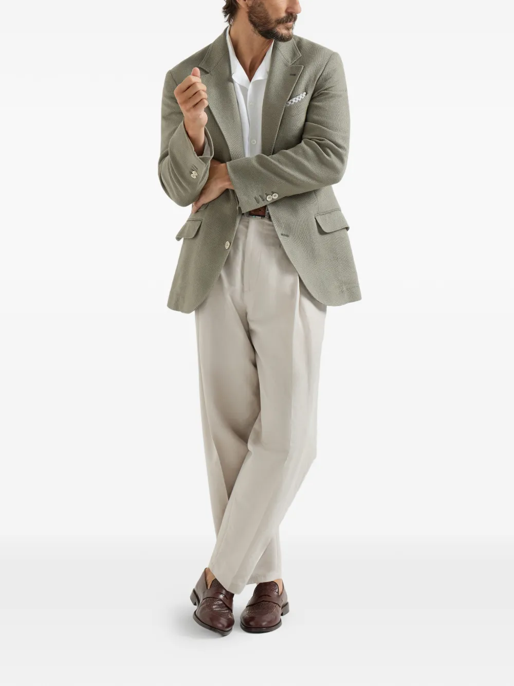 Brunello Cucinelli hopsack single-breasted blazer | Blazers | Image 2