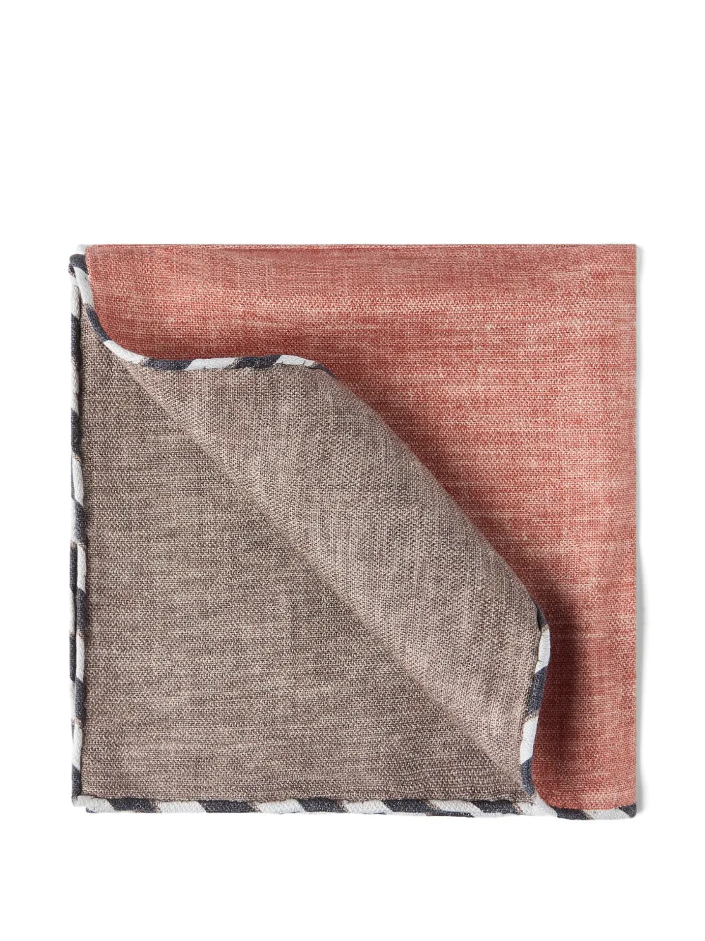 Brunello Cucinelli striped-trim silk pocket square - Rosso