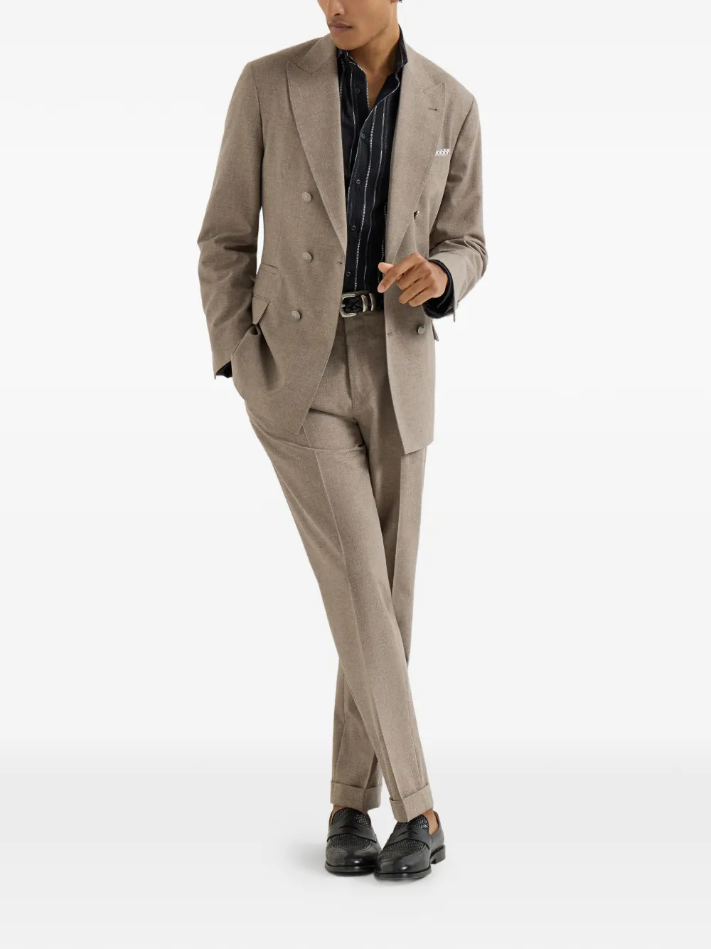 Brunello Cucinelli mouliné pleated trousers - Bruin