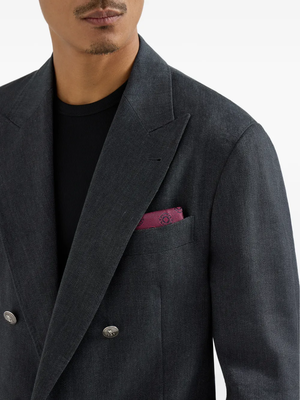  Brunello Cucinelli Medallion-print Silk Pocket Square - Red 