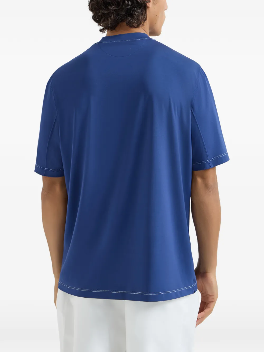 Brunello Cucinelli Nylon T-shirt met logo en ronde hals Blauw