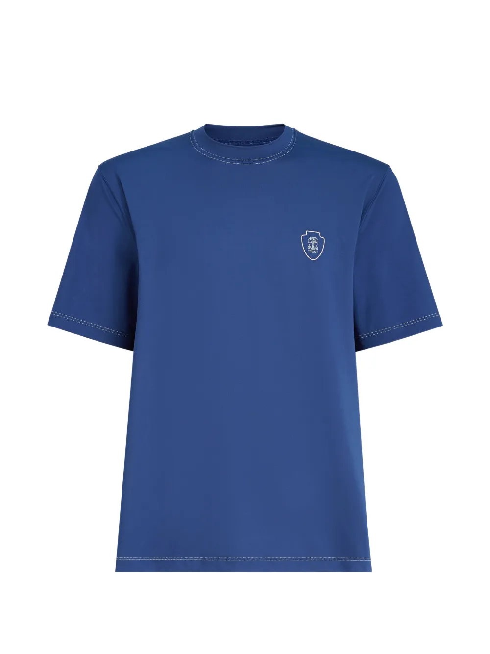 Brunello Cucinelli T-shirt girocollo in nylon con logo - Blu