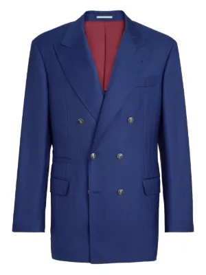 Brunello Cucinelli metal-buttons Twill Blazer | Blue | FARFETCH