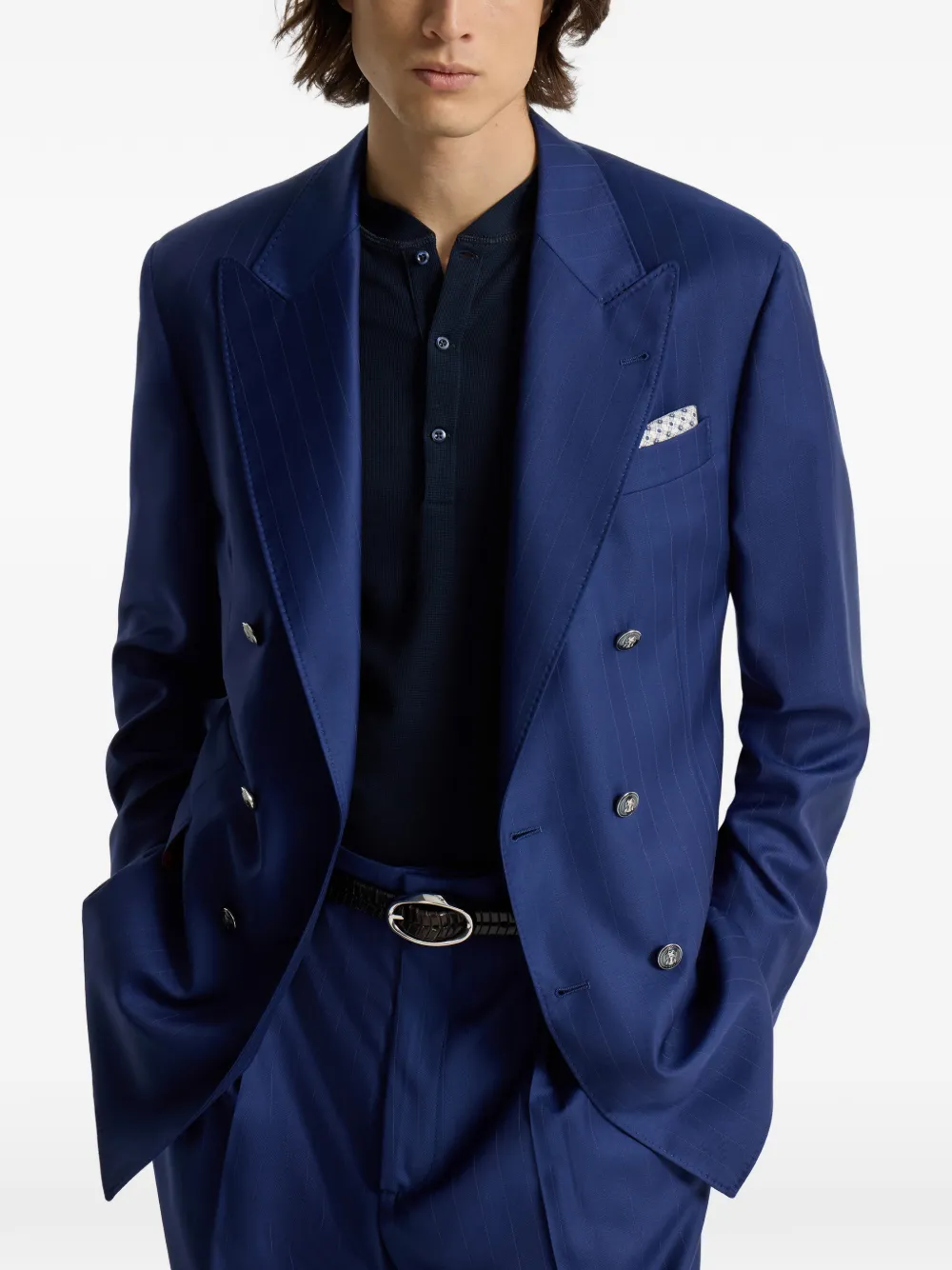 Brunello Cucinelli Blazer met krijtstreep Blauw