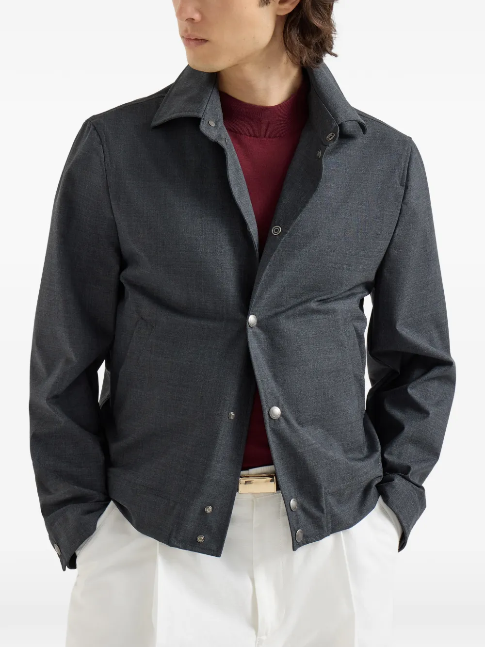 Brunello Cucinelli Scheerwollen fresco jack Grijs