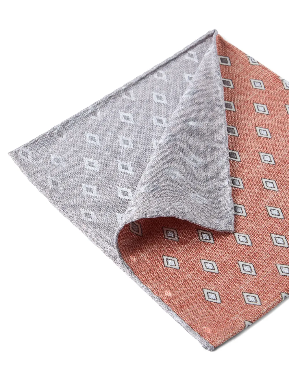 Brunello Cucinelli Zijden pochet met diamantprint - Oranje